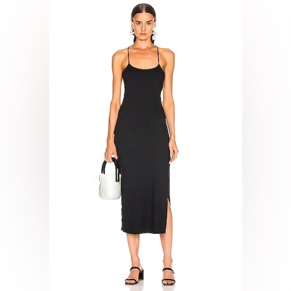 AG Adriano Goldschmied Black Cotton Blend Tank Midi open back Dress in Size L